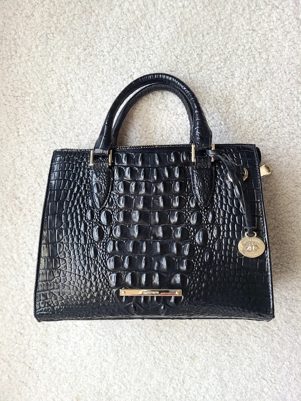 Brahmin Anywhere Convertible Black Melbourne Structured Satchel Handbag